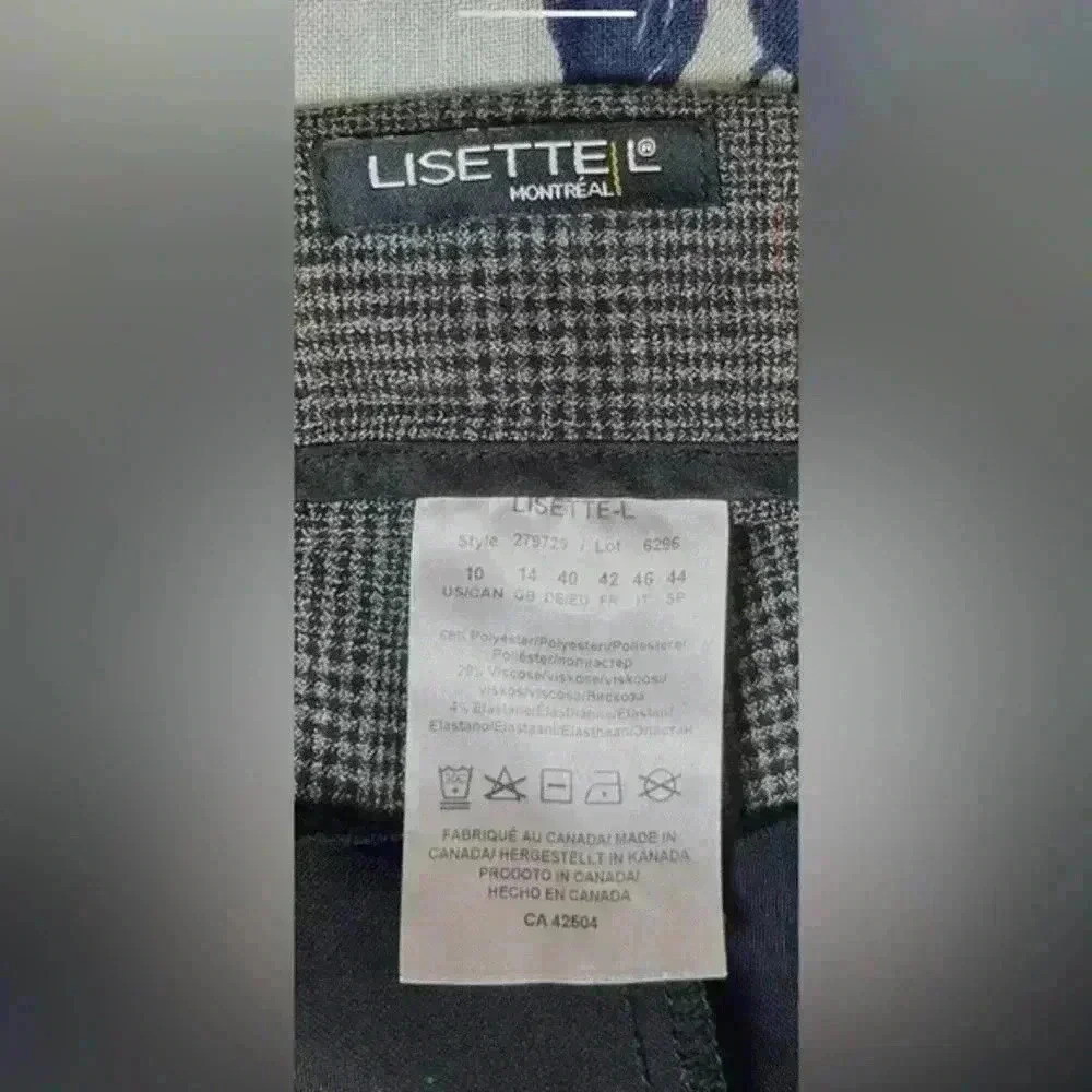 Lisette L Gray/Blk Pull On Ankle Pant‎ w/metallic trim Women's Size 10 - Picture 3 of 8